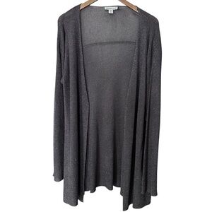 Coldwater Creek Open Front Longline Silver Shimmer Sparkle Cardigan Size XL